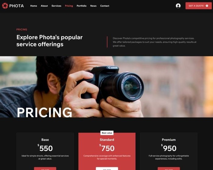 Photographer Portfolio project preview